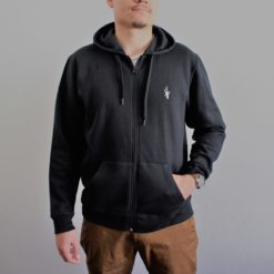 sweat a capuche zip pull robot noir leobotics hoodie vetement