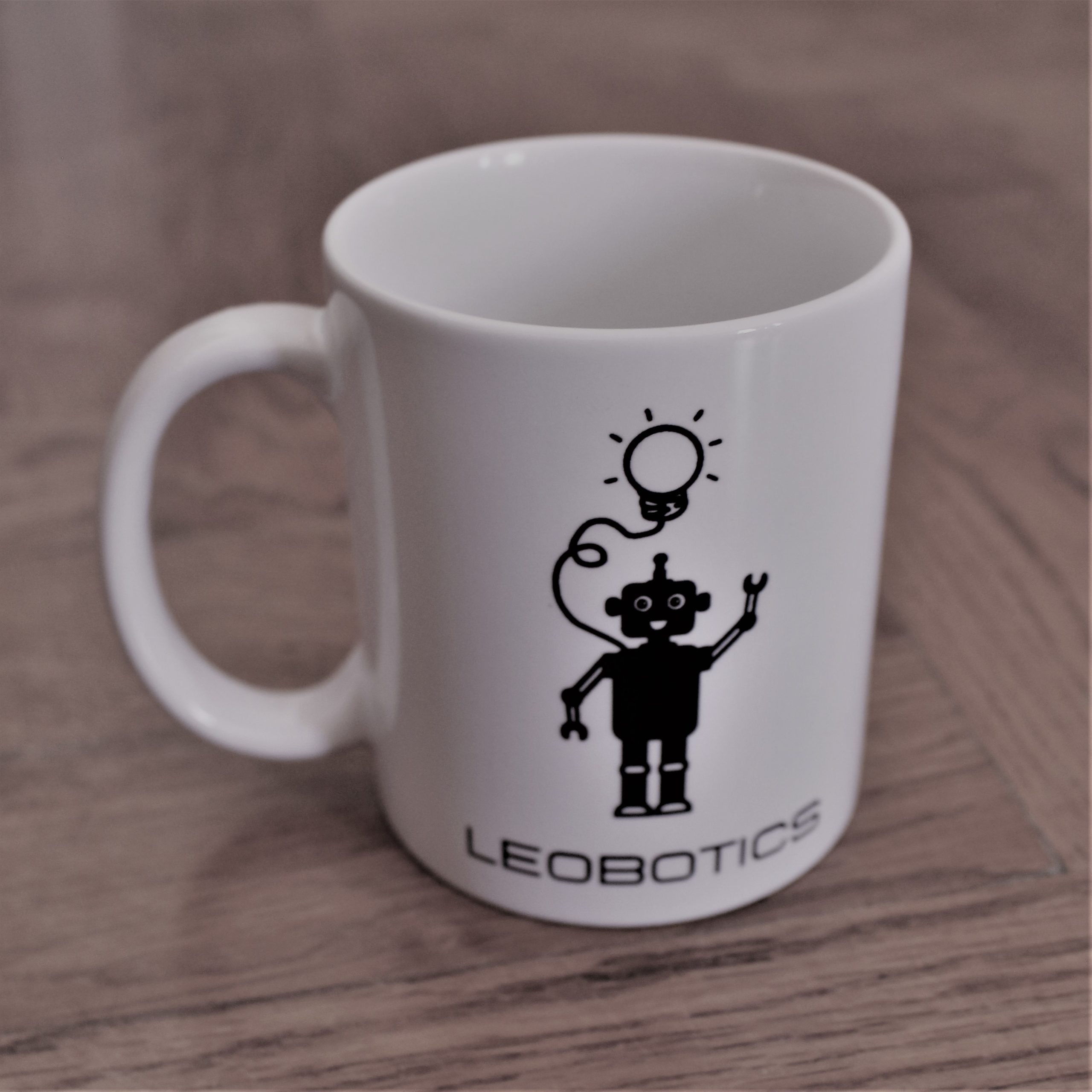 tasse robot leobotics mug verre blanc