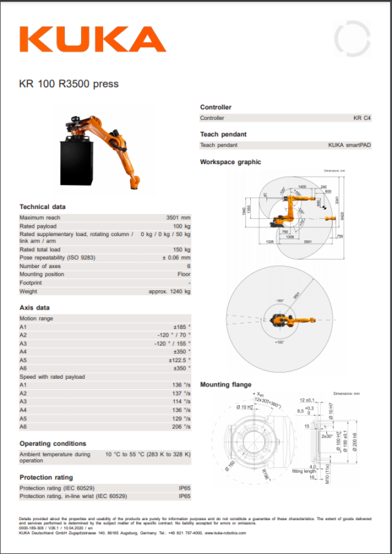 robot 6 axes industriel kuka kr 100 r3500 press 2