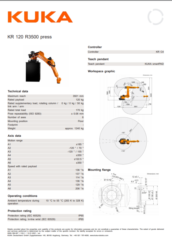 robot 6 axes industriel kuka kr 120 r3500 press 2