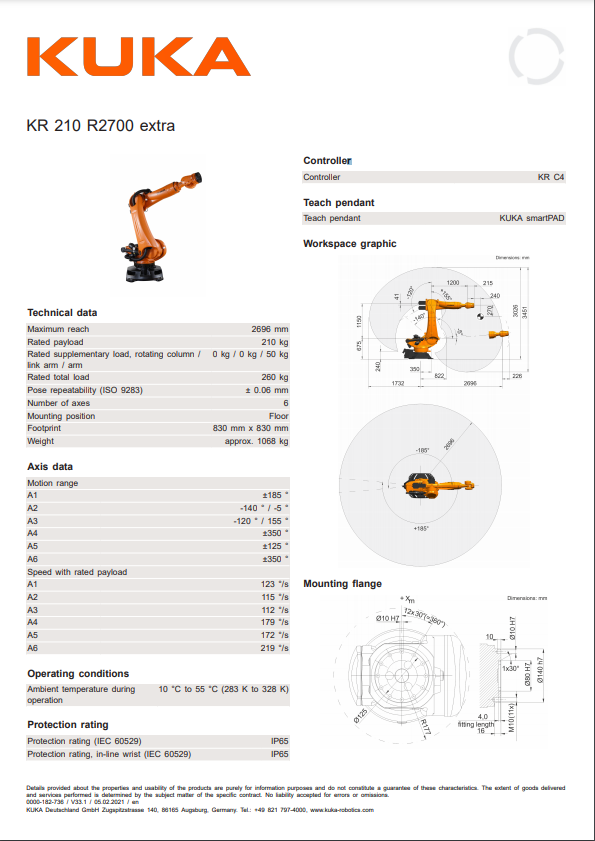 robot 6 axes industriel kuka kr 210 r2700 extra 2