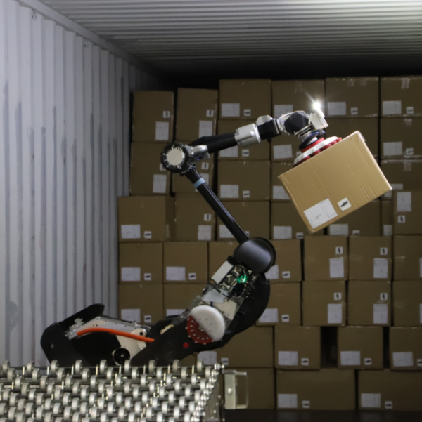 robot a roues recherche logistique dechargement palettes cartons handle boston dynamics