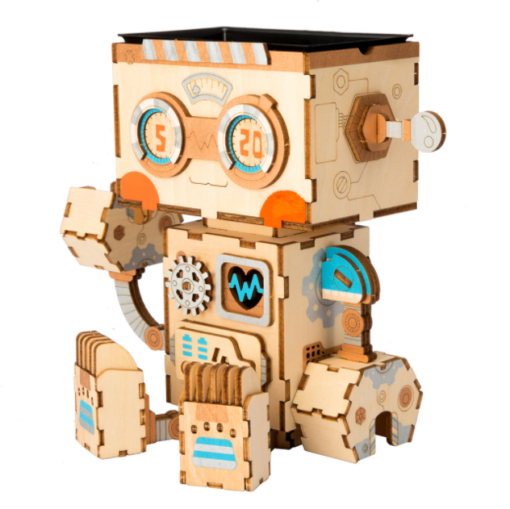 3d robot en bois a monter robotime pot de fleur 5