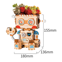 3d robot en bois a monter robotime pot de fleur 8