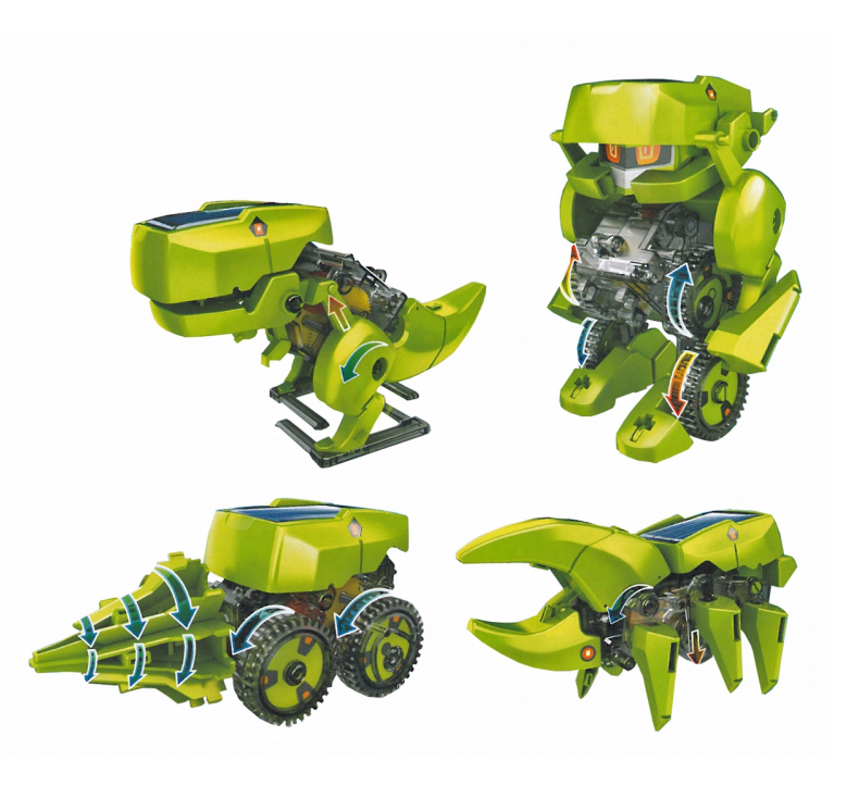 Robot solaire construction transformer 4 en 1 dinosaures