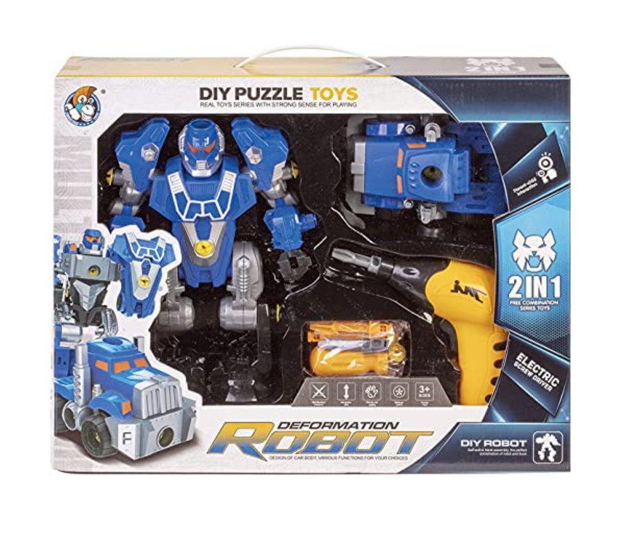 Robot Transformer 2 en 1 construction à monter avec tournevis jouet -  Leobotics