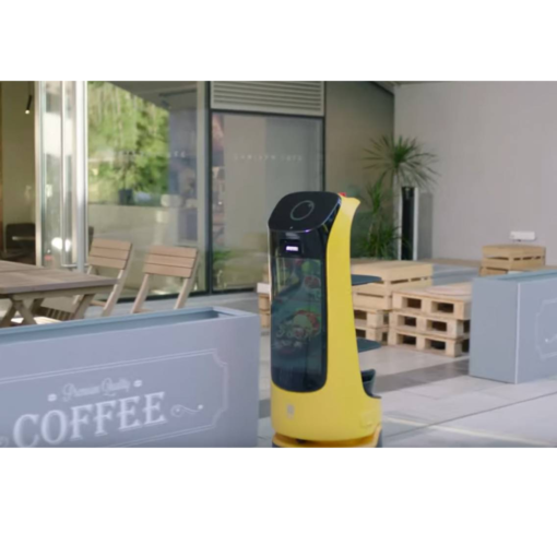 robot transport service a table restauration pudu robotics bellabot accueil grand ecran affichage publicitaire 6