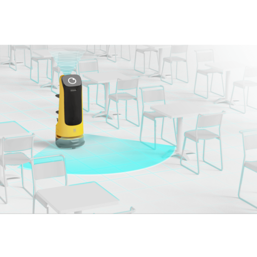 robot transport service a table restauration pudu robotics bellabot accueil grand ecran affichage publicitaire 7