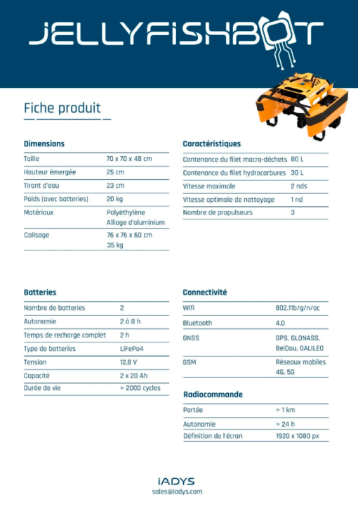 robot marin ecologique jellyfishbot iadys collecteur dechet hydrocarbure telecommande autonome lidar sonar