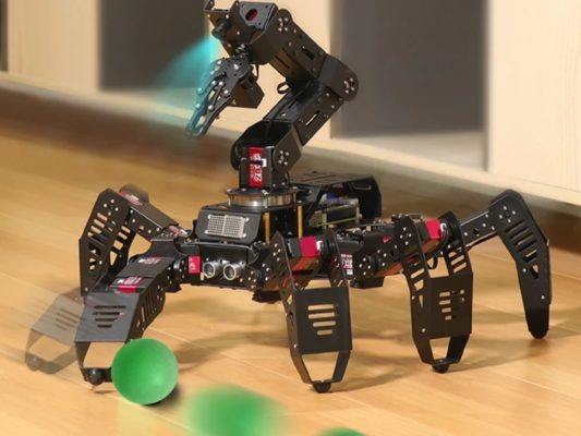 Robot de construction et programmation hexapode Hiwonder SpiderPi Pro avec bras robotique AI Vision Raspberry Pi 4B 4 Go