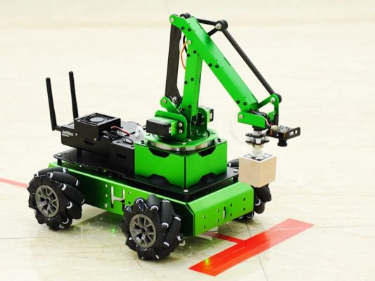 Robot de construction à programmer bras de robot Hiwonder JetMax Pro Jetson Nano inclus avec châssis de roues Mecanum holonomes