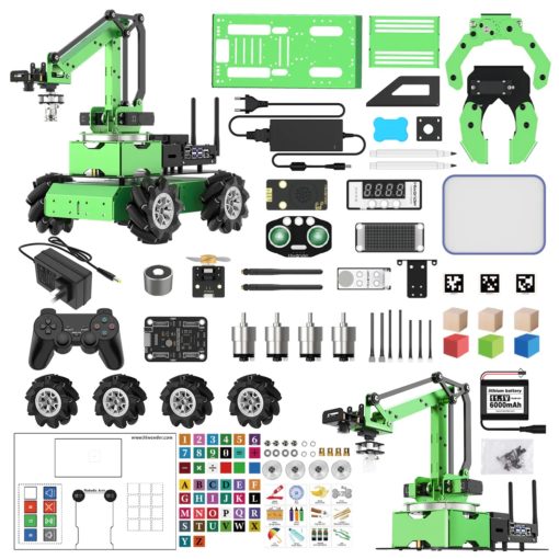 Robot de construction à programmer bras de robot Hiwonder JetMax Pro Jetson Nano inclus avec châssis de roues Mecanum holonomes