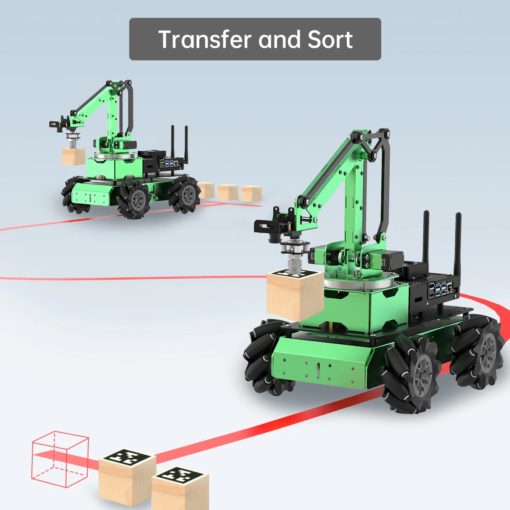 Robot de construction à programmer bras de robot Hiwonder JetMax Pro Jetson Nano inclus avec châssis de roues Mecanum holonomes