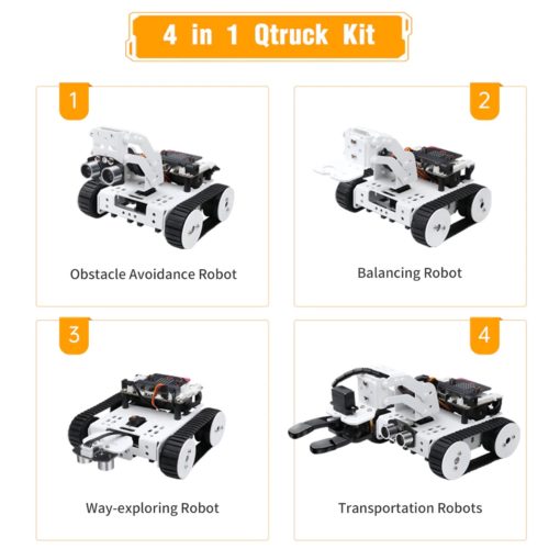 Robot éducatif de construction programmable Qtruck Hiwonder micro:bit 4 en 1 modèles