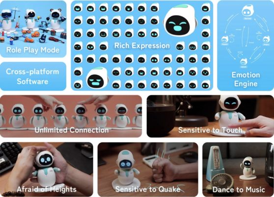 Robot intelligence émotionnelle de bureau et de divertissement éducatif à programmer