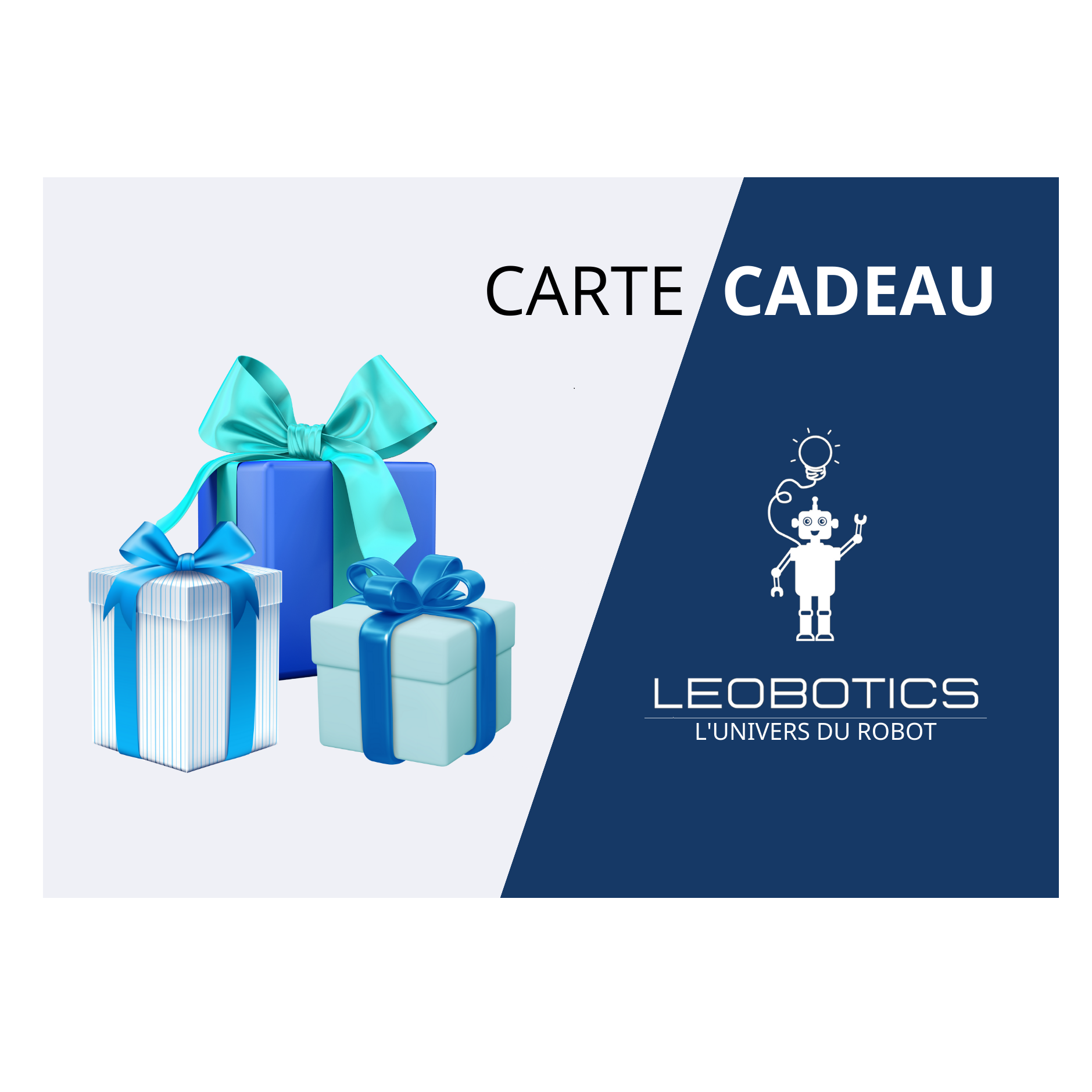 Carte Cadeau Leobotics robotique personnalisable 50 100 150€ 2 4