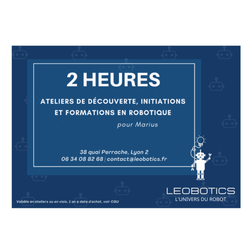 Carte Cadeau Leobotics robotique personnalisable 50 100 150€ 2 4