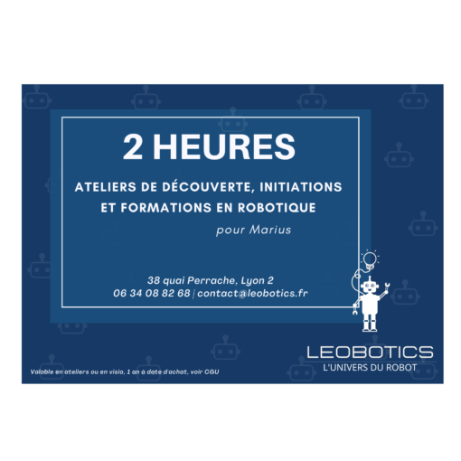 Carte Cadeau Leobotics robotique personnalisable 50 100 150€ 2 4 Heures atelier stage découverte formation