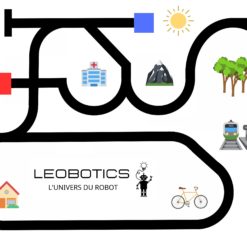 Piste suivi de ligne robot Leobotics couleurs icones robotique