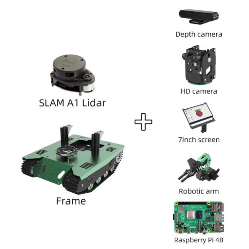 Robot éducatif à construire et programmer Transbot avec Raspberry Pi 4B 8GB, Lidar, caméra 3D, caméra HD, écran 7 pouces et bras robotique 3 DOF Yahboom