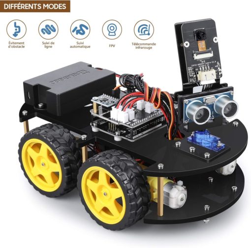 Robot ELEGOO voiture car V4.0 tuto Français suivi de ligne ultrasons bluetooth Intelligent éducatif caméra